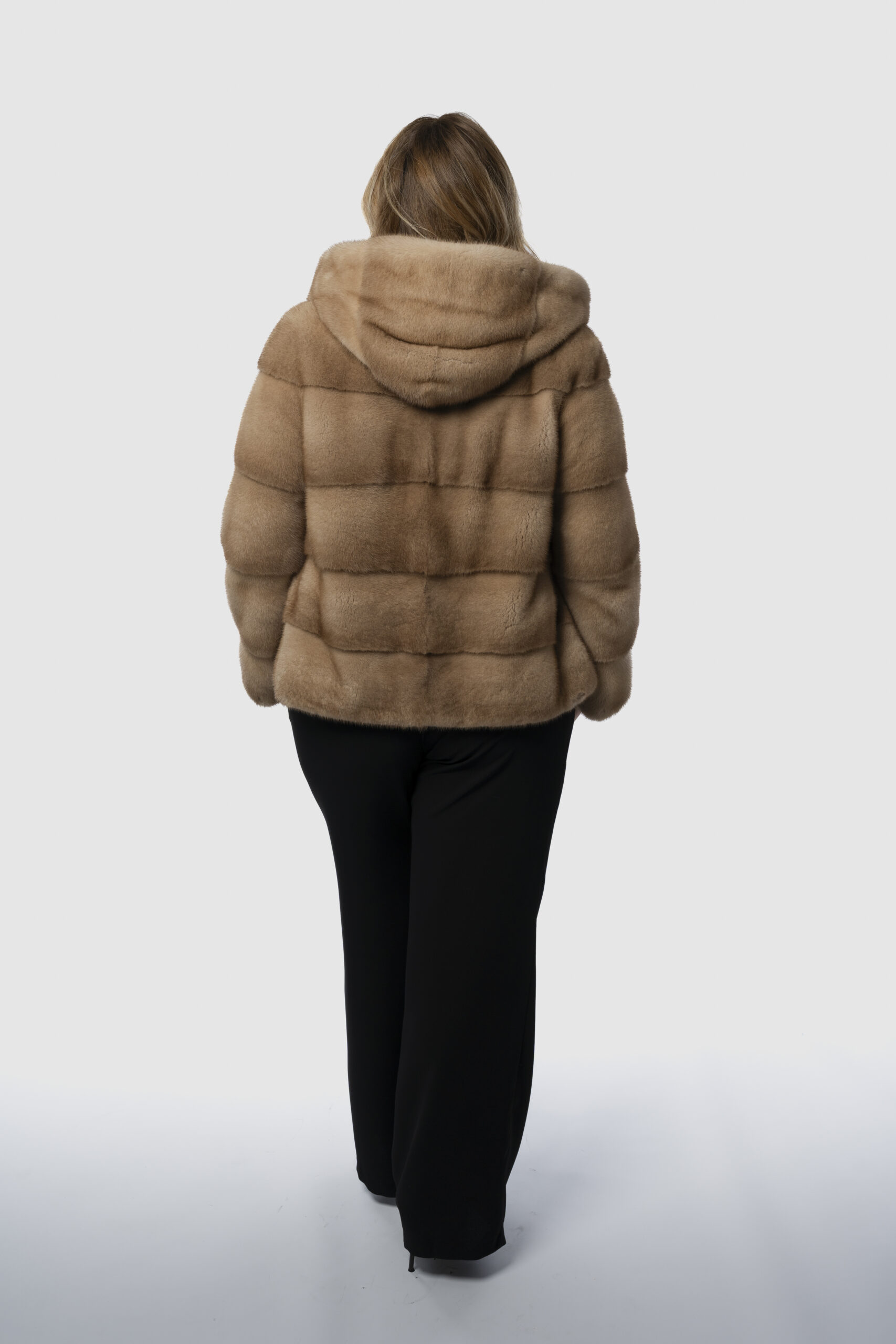 Bomber Pelliccia Cappuccio Miele - immagine 3