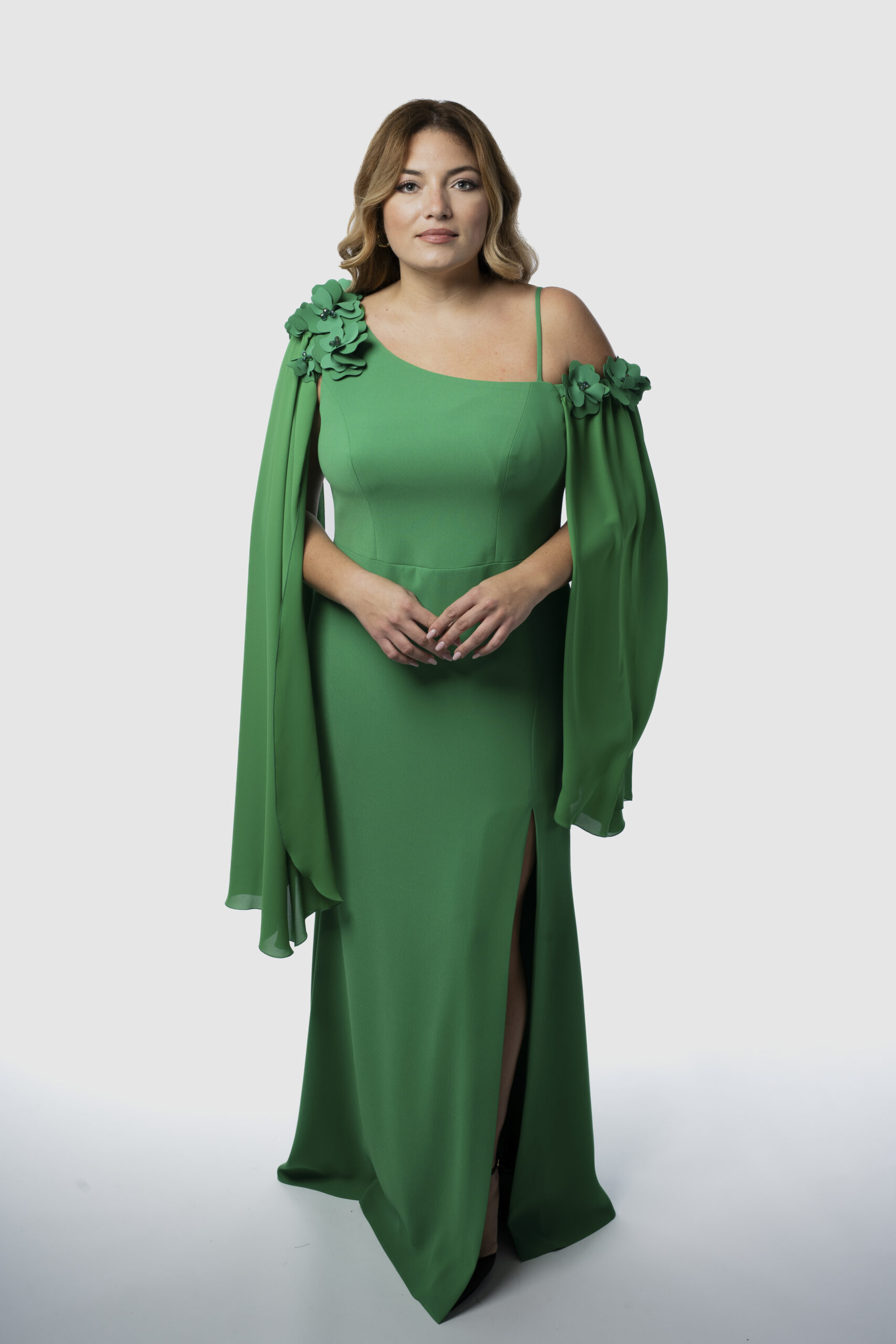 Abito Monospalla Cady Verde - immagine 2