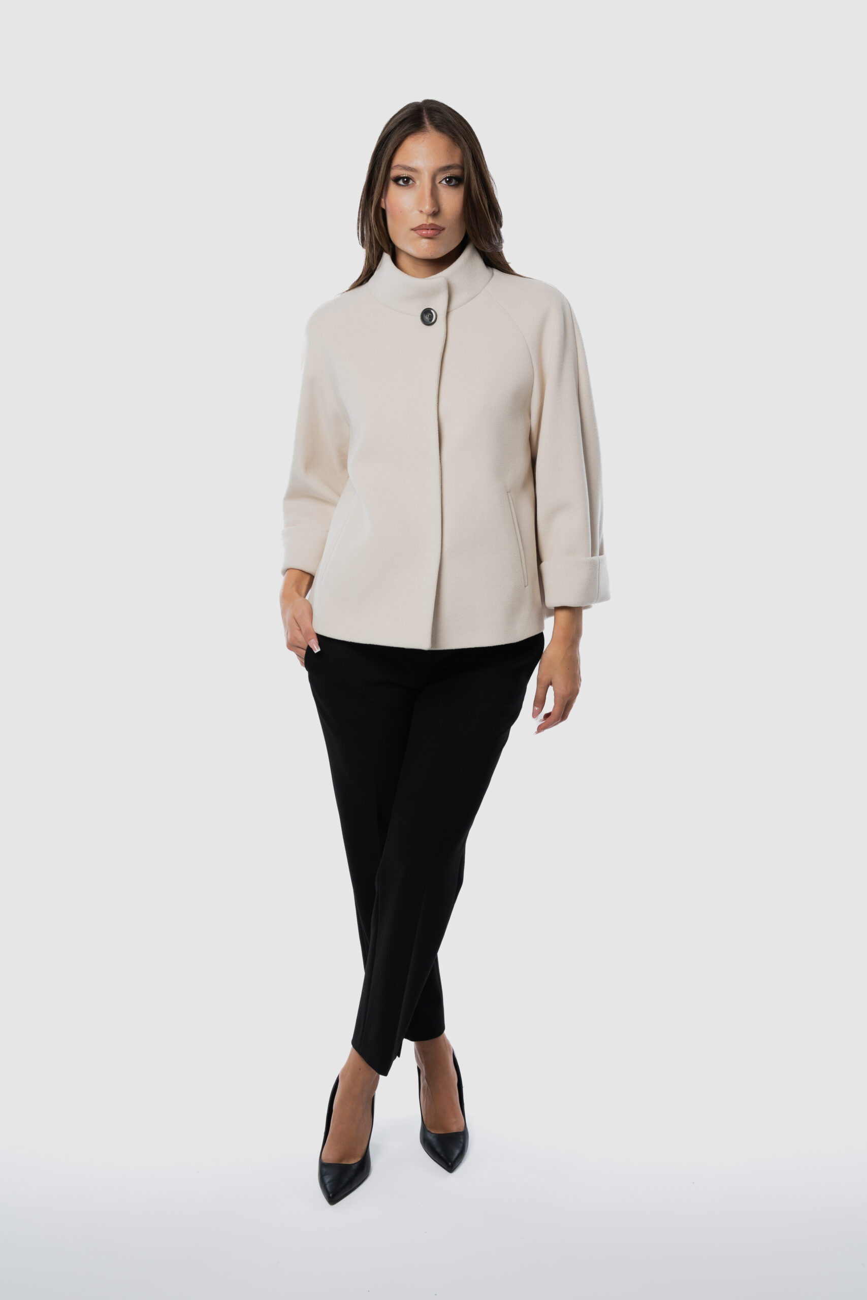 Cappotto Corto Manica Raglan Panna - immagine 2