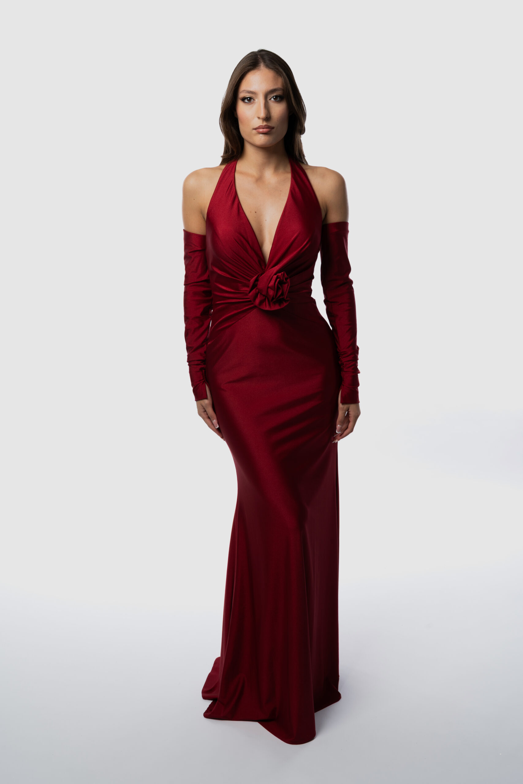 Abito Burgundy Scollo Americana - immagine 2