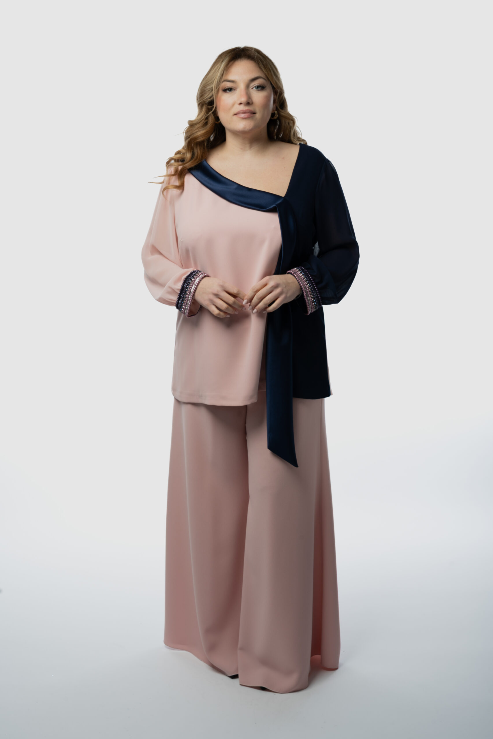 Completo Bicolor Blusa E Pantalone Palazzo - immagine 2