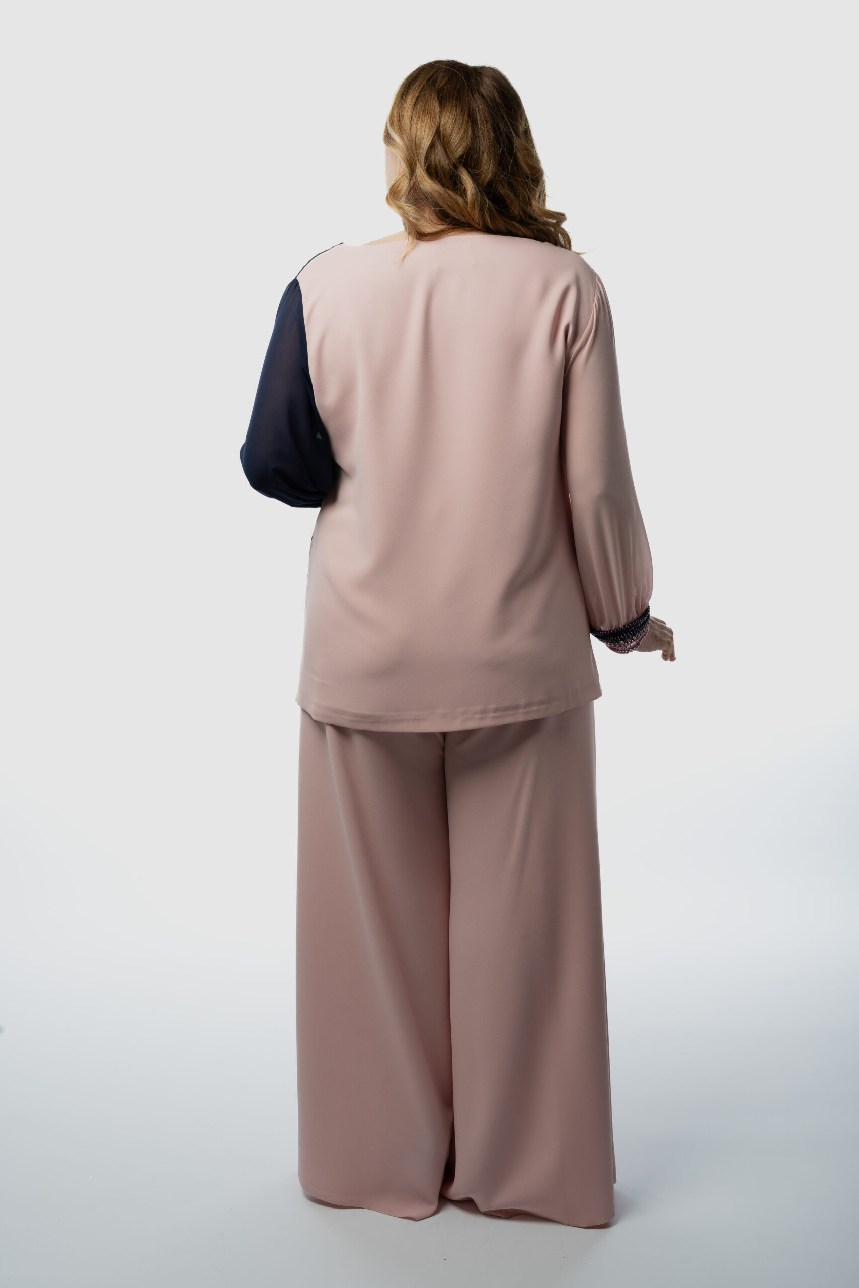 Completo Bicolor Blusa E Pantalone Palazzo - immagine 3