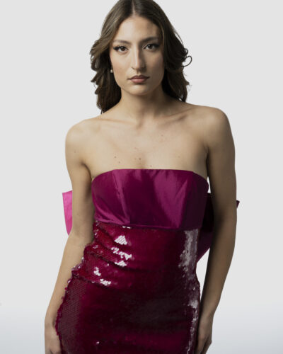 Abito Fucsia Paillettes e Fiocco